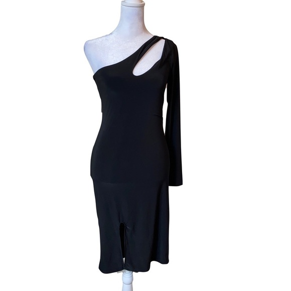 21 Saints Midi One-shoulder Cocktail Dress with Cutout on Left Shoulder size M - Picture 1 of 10